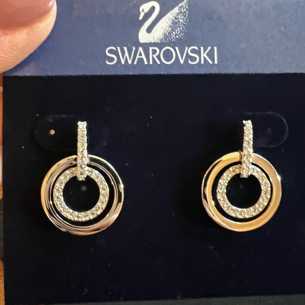 Swarovski Silver Double Circle pave crystal Earrings